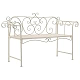 Youuihom Loungesessel, Parkbank mit Rückenlehne und Armlehnen, Gartenbank 132 cm Metall Antik Weiß Geeignet für Gärten, Parks, Terrassen, Balkone, Hinterhöfe