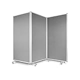 Filz Stellwand 3-teilig - Filztafel Pinnwand mit feststellbaren Rollen - Trennwand Raumteiler - Präsentationswand doppelseitig nutzbar - In 2 Farben & Größen erhältlich (270 x 35 x 180 cm, Grau)