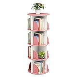 WHDNIOSS Bücherregale 360° drehbares Bücherregal, mehrschichtiges Eck-Bücherregal, Wohnzimmer, rundes Regal, Boden-Bücherregal (Color : Yellow, Size : 4 Layers (40 * 128cm))