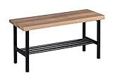 Schuhbank mit Sitzfläche - mit Schubablage - Holzwerkstoff - Eiche - Metall - 80 x 41 x 30 cm - Garderobenbank Sitzbank Schuhschrank