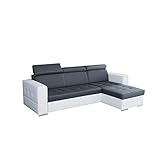 mb-moebel Ecksofa mit Schlaffunktion Eckcouch mit Bettkasten Sofa Couch Wohnlandschaft L-Form Polsterecke ALMERIA KLEINE-Grau (Ecksofa Rechts)