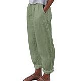 Damen Weite Hose Kordelzug Locker Beach Pants Weites Bein Sommerhose Gummibund Freizeithose Sporthose Boho Weite Ausgestellte Fitnesshose Tiefer V-Ausschnitt Pluderhose  Lockere Midikleid