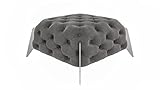 S-Style Möbel Rocky Chesterfield Hocker Gepolstert Sitzhocker Sitzruhe Puff Pouf Fußhocker Sitzpouf Polsterhocker Wohnzimmer Möbel 80x80x45 cm Grau