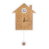 Alvinlite Moderne Kuckucksuhr im nordischen Stil, Design-Reportuhr, Schaukeluhr, Wanddekoration für Wohnzimmer, Büro, weißer Typ