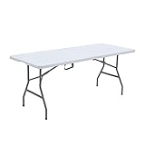 Lakhow Klapptisch aus Kunststoff, 180 Zirkonia, 180 cm, für Picknick, Grillen, Party, Weiß