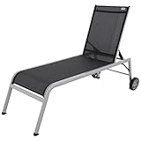 Doppler Liege Expert in Silber/Schwarz I Gartenliege aus Aluminium I Liege für den Garten mit Rollen I Sonnenliege wetterfest I Gartenmöbel I Outdoormöbel I Liege mit Rädern I Rollliege Terrasse