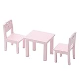 UOWEG Puppenhaus Miniatur Möbel Holz DIY Schreibtisch Stuhl Kinder Pretend Spielen Tisch Und Stuhl Set Dekoration Schubladenbox Schreibtisch Durchsichtig (Pink, One Size)