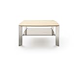 Robas Lund Couchtisch Wohnzimmertisch mit Glaseinlage - Edelstahlbeine, Nelia