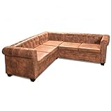 vidaXL Chesterfield Sofa 5-Sitzer Couch Wohnmöbel Büromöbel Kunstleder Braun