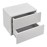 Juskys Wandschrank Nachttisch hängend Holz 40x29x30 cm BTH - 2 Schubladen - Wandmontage - Nachtkommode stabil - Nachtschrank Weiß Hochglanz