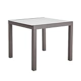 NATERIAL - Gartentisch ausziehbar LYRA - Ausziehtisch für 4 bis 6 Personen - 90/160x90 - Esstisch - Aluminium - mit Glasplatte - Braun