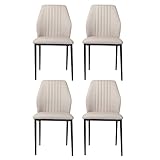 jiexi Moderne Esszimmerstühle mit metallischen Beinen und PU-Leder 4er-Set, Zeitloser Esszimmerstühle für Restaurant, Wohnzimmer und Wartezimmer, Elegante Mittelalter-Stil Esszimmerstühle (Beige)