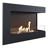 KRATKI Eckkamin Delta | Biokamin 700 x 280 mm | Wandkamin mit Verglasung 4 mm | Ideal für offene und Moderne Innenräume | TÜV - Rheinland geprüft | Offen nach rechts