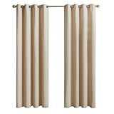 Topfinel Verdunklungsvorhänge Beige Vorhang Blickdicht Gardinen mit Ösen B 140 X H 225 cm Thermovorhang Blickdichte Vorhänge Wohnzimmer Blackout Curtains