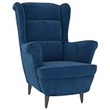 vidaXL Sessel, Relaxsessel mit gepolstertem Sitz Armlehnen, Fernsehsessel Loungesessel für Wohnzimmer, Polstersessel Ruhesessel, Blau Samt