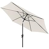 Doppler Sonnenschirm Jack 250cm in Natur - Runder Sonnenschirm für Balkon & Terrasse - Schirm knickbar - Balkonsonnenschirm - Kurbelschirm - Gartenschirm mit Kurbelfunktion