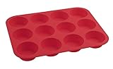 Dr. Oetker Muffinform 12er Cups 34 x 26 x 3 cm FLEXXIBLE Love, Silikonfrom für Muffins, Backform aus hochwertigem Platinsilikon, Form mit Antihaft-Eigenschaften (Farbe: Rot), Menge: 1 Stück