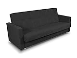Schlafsofa Bettsofa Dave - Sofa mit Schlaffunktion und Bettkasten, Bett, Farbauswahl, Schlafcouch, Couch vom Hersteller, Couchgarnitur (Schwarz (Suedine 24))