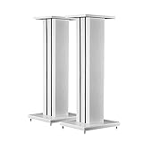 BTZHY Lautsprecherständer,EIN Paar aus weißer Holzmaserung hält Satelliten- und kleine Regallautsprecher, mit Füßen aus reinem Kupfer, einfach zu montieren