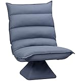 HOMCOM Bodensofa Bodenstuhl mit Verstellbarer Lehne, Drehbarer Meditationsstuhl, Relaxsessel für Wohnzimmer, Büro, Mikrofasertuch, Grau, 62 x 62 x 95 cm