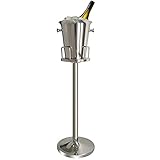 Eiskübel mit Ständer 201 Edelstahl Stand Eiskübel Eiswürfelbehälter Kühler Chiller mit Tragegriff für Wein Champagner Bier KTV Clubs Bar Partys, 5L (Farbe : Gold, Höhe : 90cm) (90cm, Silber)