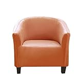 FZ FUTURE Samt Sesselbezug Stretch Weich Universal-Sesselschoner Sesselhusse für Cocktailsessel Waschmaschinenfest rutschfest Sofa Möbelschutz für Clubsessel Loungesessel,Orange