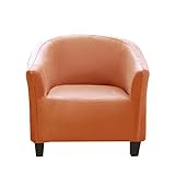 FZ FUTURE Samt Sesselbezug Stretch Weich Universal-Sesselschoner Sesselhusse für Cocktailsessel Waschmaschinenfest rutschfest Sofa Möbelschutz für Clubsessel Loungesessel,Orange