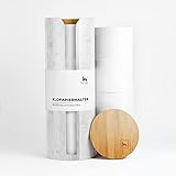 Hennez Toilettenpapier Aufbewahrung aus Bambus mit Deckel - Klopapier Aufbewahrung - Ersatzrollenhalter Toilettenpapier - Klorollenaufbewahrung für 4 Rollen - WC Papier Rollen Aufbewahrung Holz