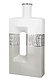 GILDE Dekovase - Keramik Vase mit Loch - Deko Wohnzimmer Geschenk für Frauen Geburtstag Muttertag - Farbe: Taupe weiß Silber Höhe 37,5 cm