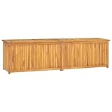 JUNZAI Gartenbox, Gartentruhe, Auflagenbox, Kissenbox, Gartenkiste, Aufbewahrungsbox, Gartenauflagenbox, Gartenmöbel, 200x50x53 cm Massivholz Teak