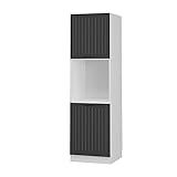 Vicco Küchenschrank Küchenmöbel Fame-Line Landhaus Küche Einbauküche Küchenzeile Blende Unterschrank Hochschrank Hängeschrank (Weiß-Dunkelgrau, Herdumbauschrank 60 cm offen)