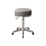 PU Leder runder Hocker höhenverstellbar schwenkbar Werkstatt Barber Shop Beauty Spa Zeichnung Tattoo Arbeitshocker (Größe: 40-56 cm) Grey