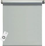 Elektrisches Rollo, grau/Silber, 100% Blickdicht, inkl. Akku-Motor & Sender, 140x240 cm (1 ST)