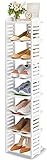 Dripex Schuhregal Schmal mit 8 Ablagen, Verstellbarer Schuhständer multifunktional Standregal für Flur Eingang Schlafzimmer Küche Weiß