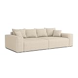 FEDVE Rio Couch Big Sofa mit Schlaffunktion | 300x140 cm | Modernes, ausziehbares Sofa im LOFT-Stil | Praktische Bettkästen| Perfekt für Wohnzimmer und Schlafzimmer, Creme + Beige