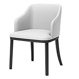 Moderne Küchen-Esszimmerstühle, Wohnzimmer-Sessel, modernes Leder, hohe Rückenlehne, gepolsterter weicher Sitz, Esszimmerstühle, Schwarze Metallbeine, Lounge-Seitenstuhl (Farbe: Weiß)
