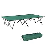 Outsunny Campingbett Klappbar für 2 Personen Feldbett Klappbett mit Tragetasche bis 136 kg belastbar Stahl Oxford Grün+Schwarz 193 x 125 x 40 cm