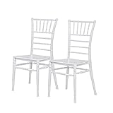 Passion MaDe Tiffany Stuhl weiß Hochzeitsstuhl Deko Esszimmer Stühle Kunststoff Outdoor Sessel stapelbar Gartenstuhl Chiavari Catering Stapelstühle Küchenstuhl Esszimmerstuhl (2er Set)