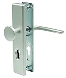 Buddy4Home house accessoires Tür-Schutzbeschlag Madrid Profilzylinder Wohnungs-Eingangstür Langschild Tür 72mm, Wechselgarnitur, rund, Aluminium, Silber F1