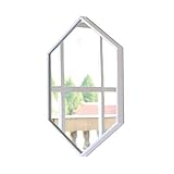 Sechseckiger Kreuzfahrtspiegel aus Metall für Rasieren/Make-up, abgeschrägtes HD-Kosmetikglas, Wandmontage, Spiegel, einfach, dekorativ für Badezimmer, Schlafzimmer, Wohnzimmer, Weiß (50 x 70 cm)