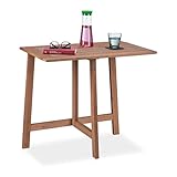 Relaxdays Klapptisch, Holz, Terrassentisch rechteckig, Outdoor, Balkon & Garten, Wandklapptisch, HBT: 73x80x50 cm, braun, 100%