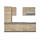 NJDT Küche mit Hochschrank 270 cm Küchenzeile Einbauküche Sonoma Eiche