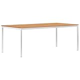 Hommdiy Gartentisch Garten Esstisch 200 x 100 x 75 cm Massivholz Teak und Edelstahl