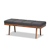 Baxton Studio Larisa Holzbank, gepolstert, Anthrazit