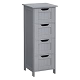 VASAGLE Badezimmerschrank, Badschrank, Beistellschrank mit 4 Schubladen, 30 x 30 x 82 cm, für Badezimmer, Wohnzimmer, Esszimmer, Küche, modern, mystisches Grau LHC040P36