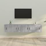 JUNZAI 4-TLG. TV-Schrank-Set, Wohnzimmer Möbel, Sideboard Wohnzimmer, Fernsehschrank, Tv Kommode, Tv Lowboard, Tv Möbel, Tv Cabinet, Wohnwand, Grau Sonoma Holzwerkstoff