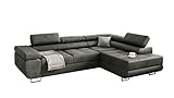 Möbel48 Ecksofa Miami mit Schlaffunktion, Big Sofa, Ecksofa mit Bettkästen (Rechte Ottomane, Gute Qualität des Stoffes) (Grey), 272 x 203, MiamiMon1