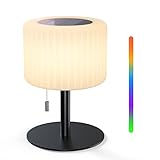 GGII Solar Tischlampe Outdoor Dimmbar 7 RGB Farben LED Akku Outdoor Tischleuchte Kabellose, USB und Solar Aufladbar, IP44 Wasserdicht Tischleuchten, Lampe for Außen Garten Balkon Restaurant