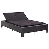 Festnight 2 Personen Sonnenliege mit Auflage Polyrattan Doppelliege Gartenliege für 2 Personen Outdoor Bett Garten Bett Outdoor Liege 2 Personen Schwarz