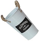 Garneck Eimer Verzinkt 1 Stück Blumentopf Behälter Vintage Wohnkultur Metall Wasser Krug Weiß Blumenvase Blumengesteck Vase Nordic Dekor Blumeneimer Blumenvase Balkon Blumeneimer Ländlich